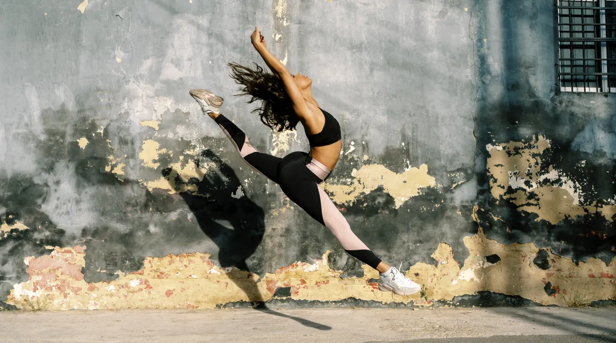 woman jumping with great elasticity
