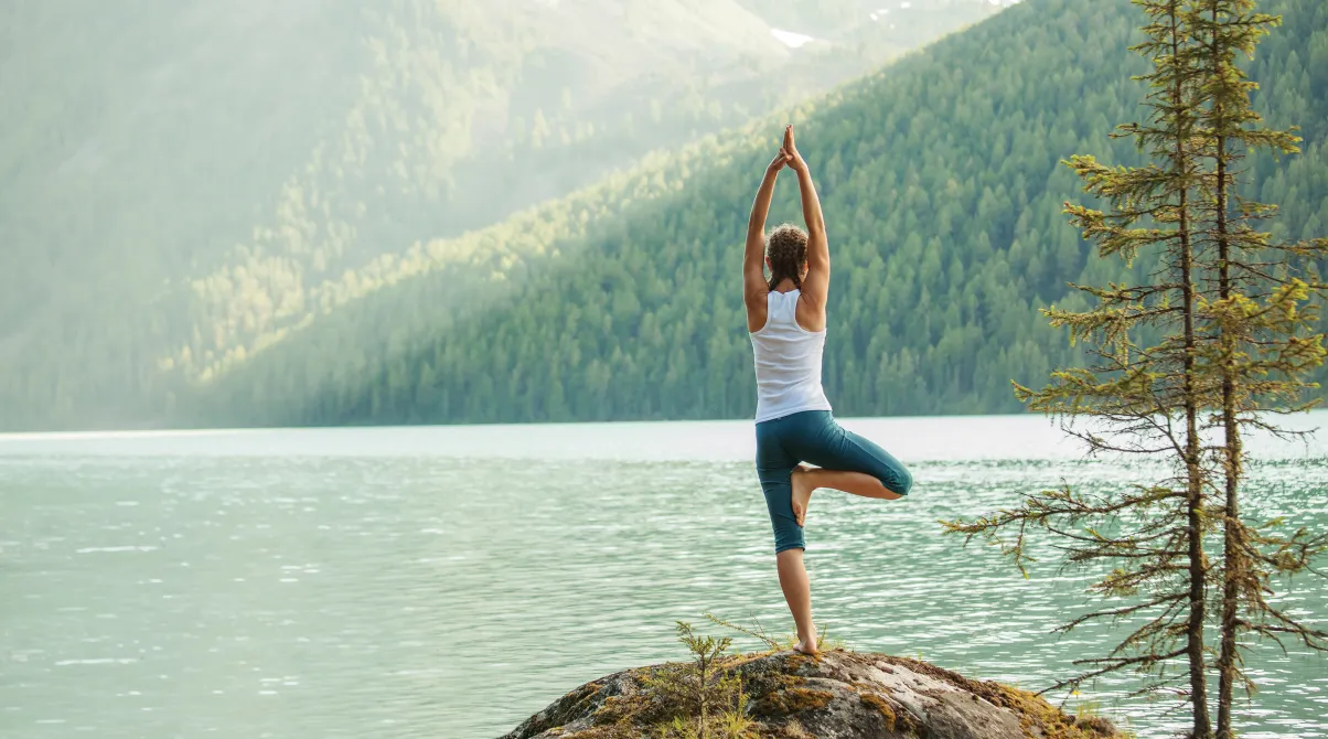 girl doing yoga in nature