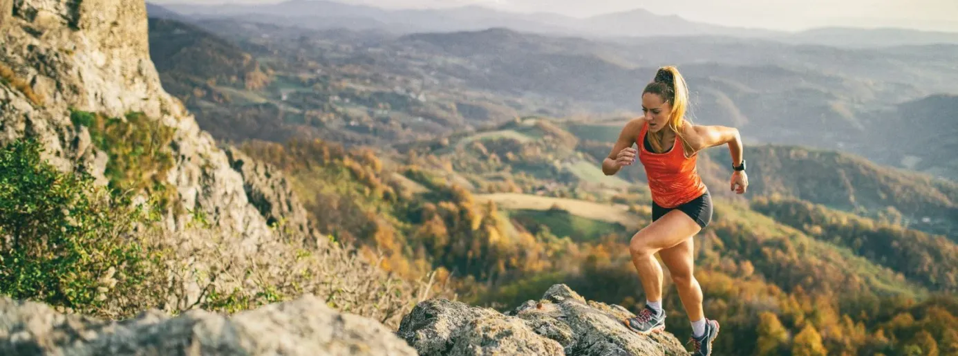 Women running in the mountains