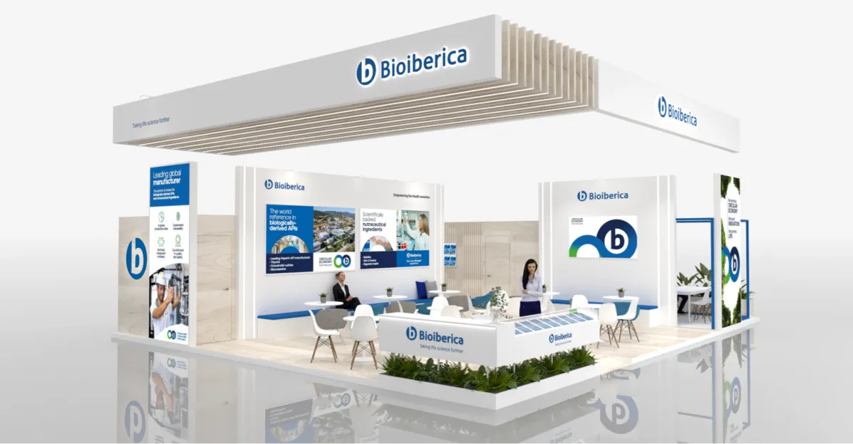 Stand de Bioiberica en feria CPHI mostrando innovación farmacéutica